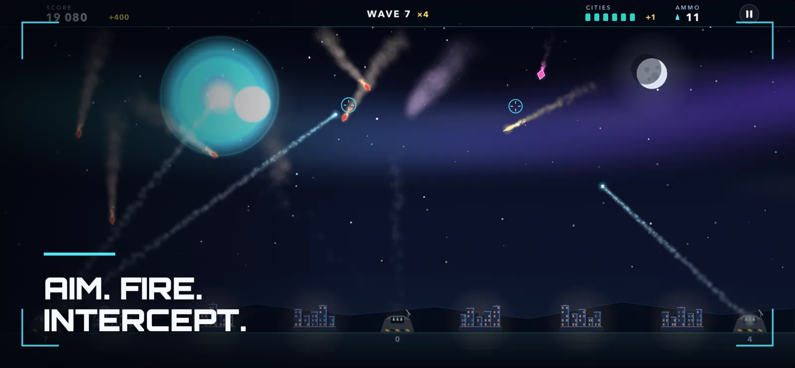 Sky Shield gameplay — chaining a multi-kill interceptor combo