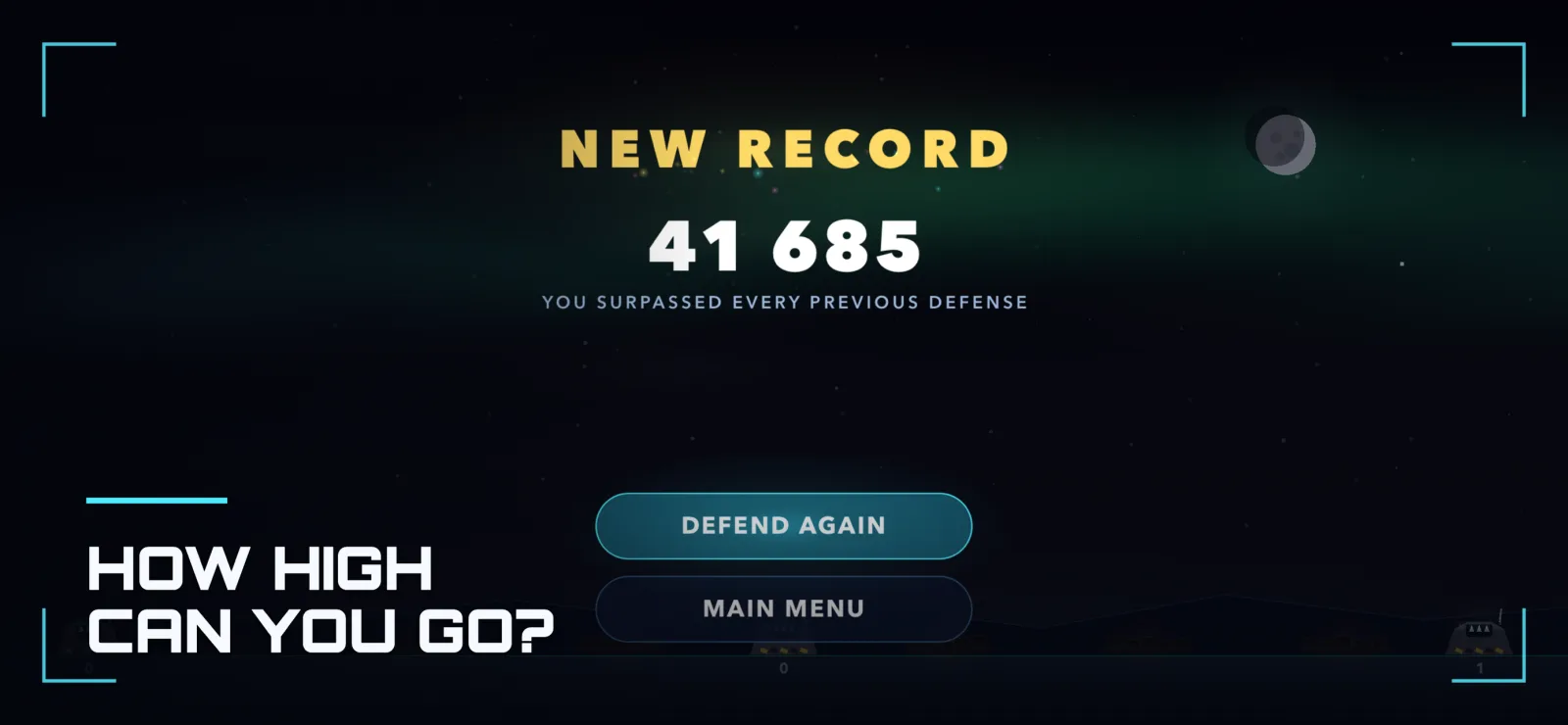 Sky Shield high score screen